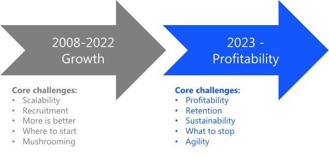 Core challenges in growth vs profitability