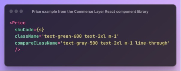 Price example from the Commerce Layer React component library