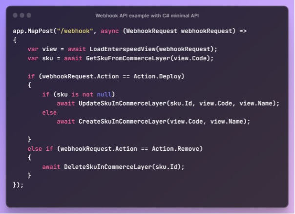 Webhook API example with C# minimal API
