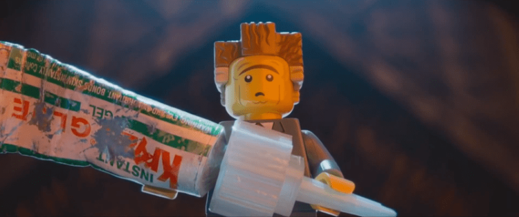 Lord Business from The Lego Movie holding a tube of Krazy glue